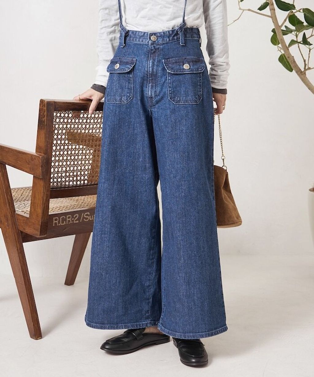 FREAKS STORE x SOMETHING 寬版顯瘦細吊帶丹寧褲 (一褲多穿)_34