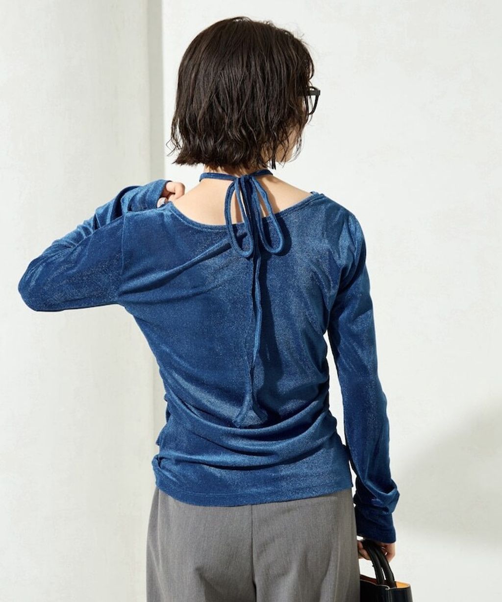 FREAKS STORE 透膚植絨掛脖層次長袖上衣_10