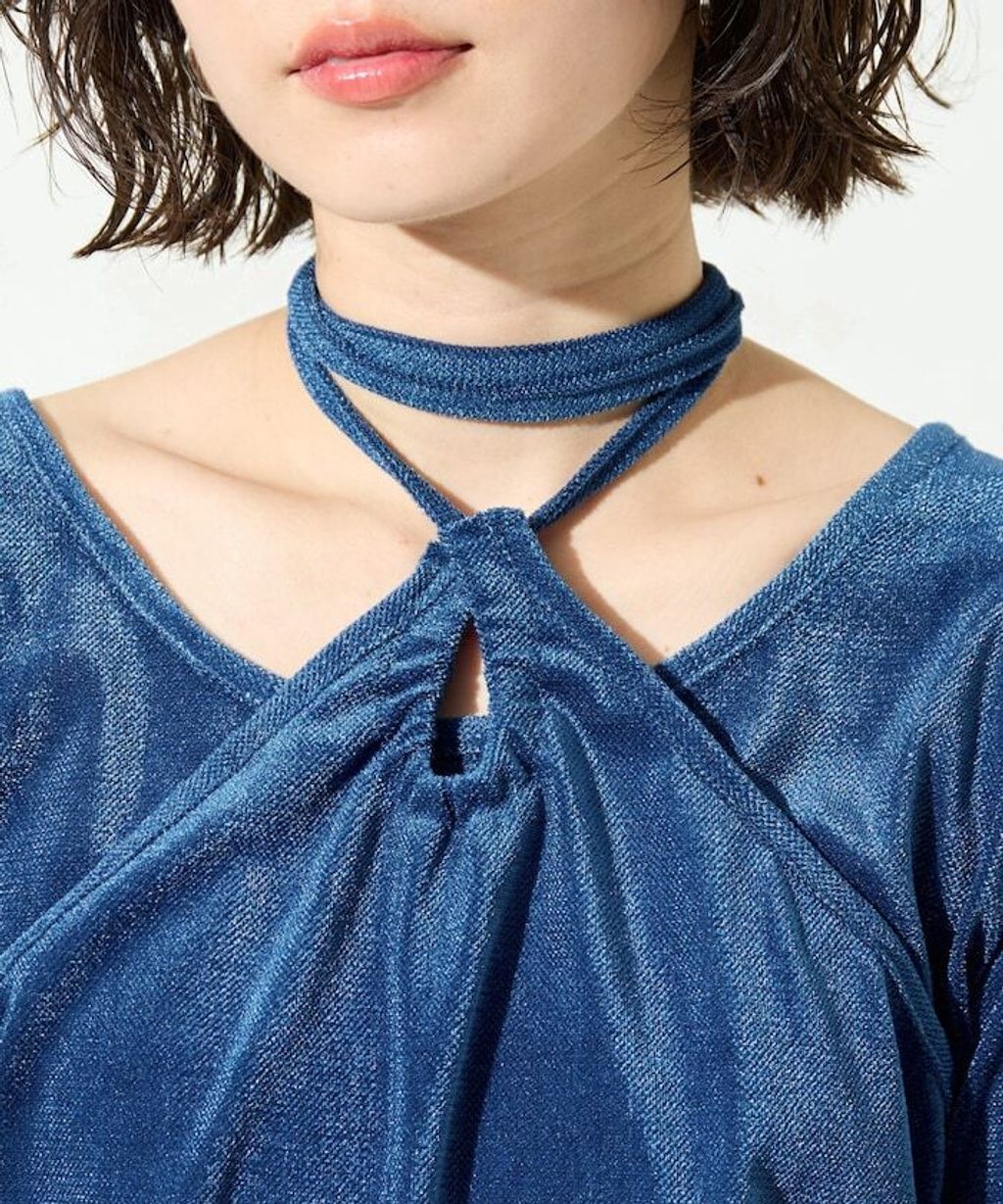 FREAKS STORE 透膚植絨掛脖層次長袖上衣_12