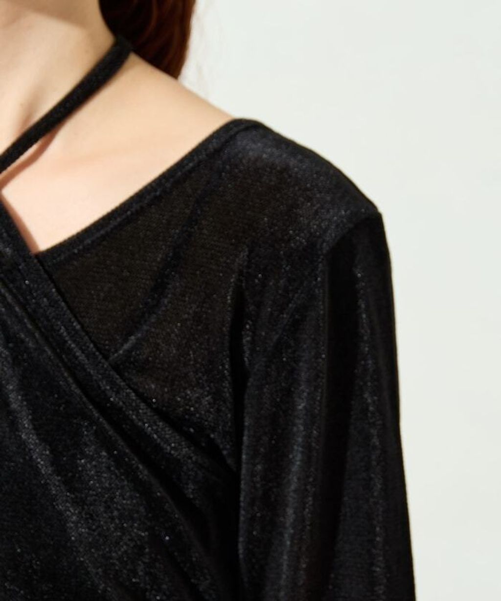 FREAKS STORE 透膚植絨掛脖層次長袖上衣_45