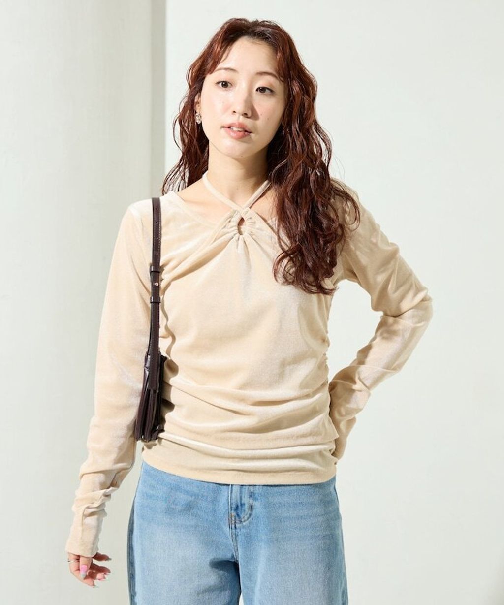 FREAKS STORE 透膚植絨掛脖層次長袖上衣_26