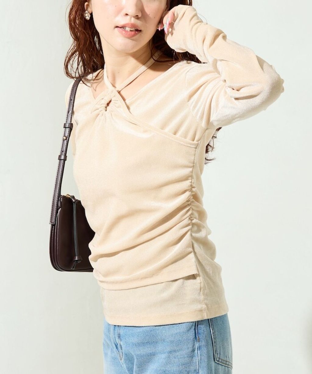 FREAKS STORE 透膚植絨掛脖層次長袖上衣_31
