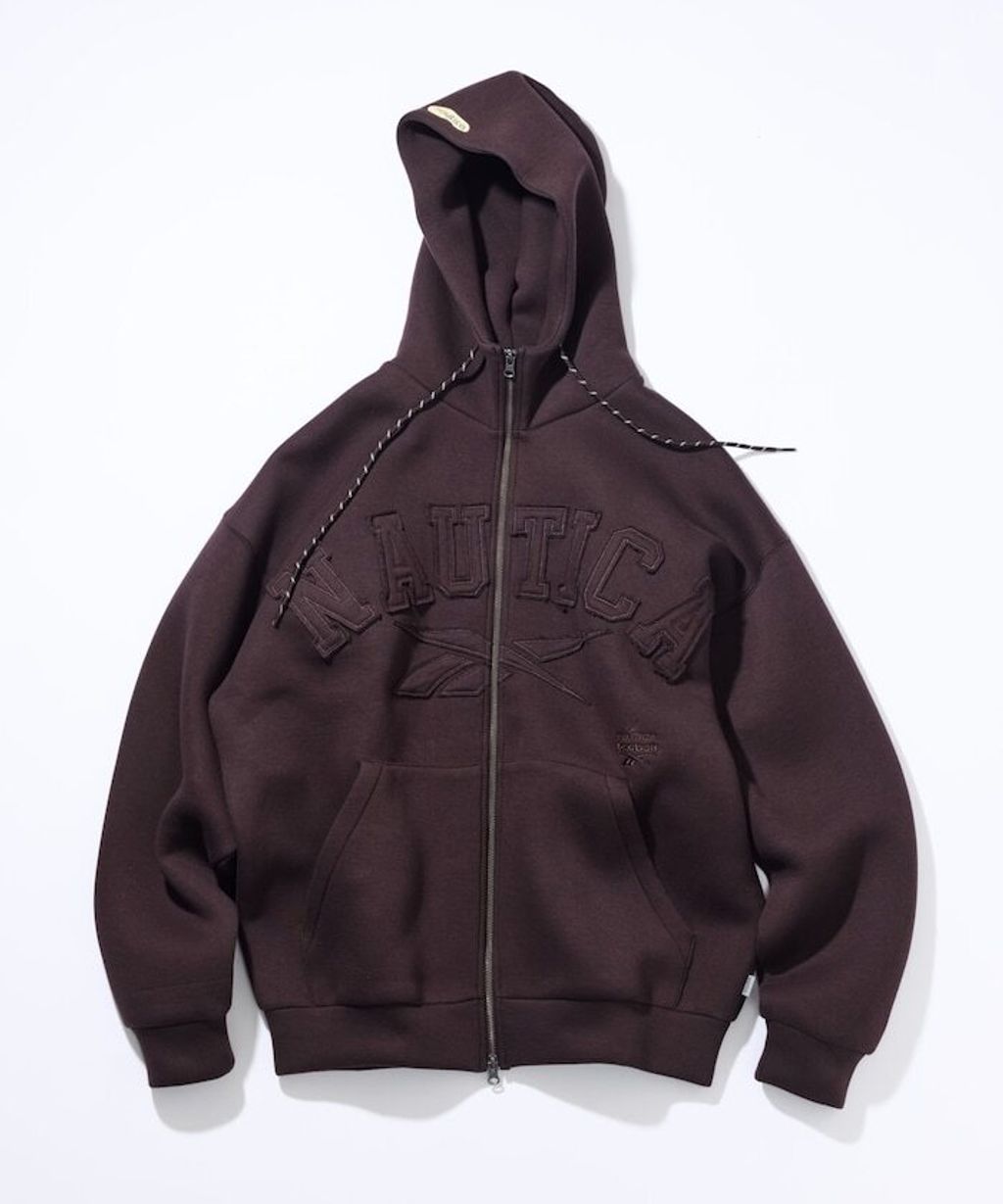 Reebok × NAUTICA 立體拼接Arch Logo太空棉雙拉鍊連帽外套_3