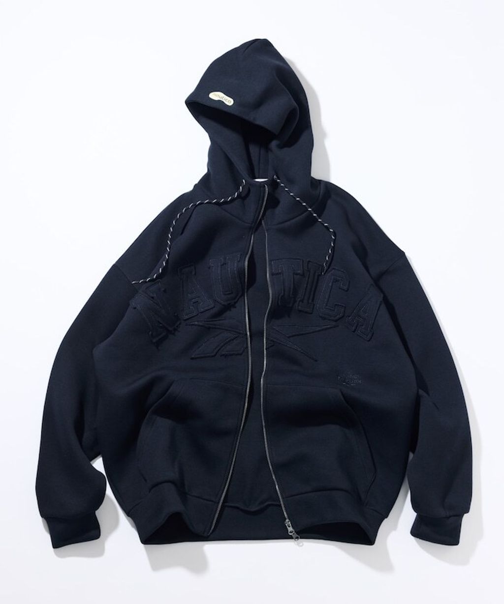 Reebok × NAUTICA 立體拼接Arch Logo太空棉雙拉鍊連帽外套_4