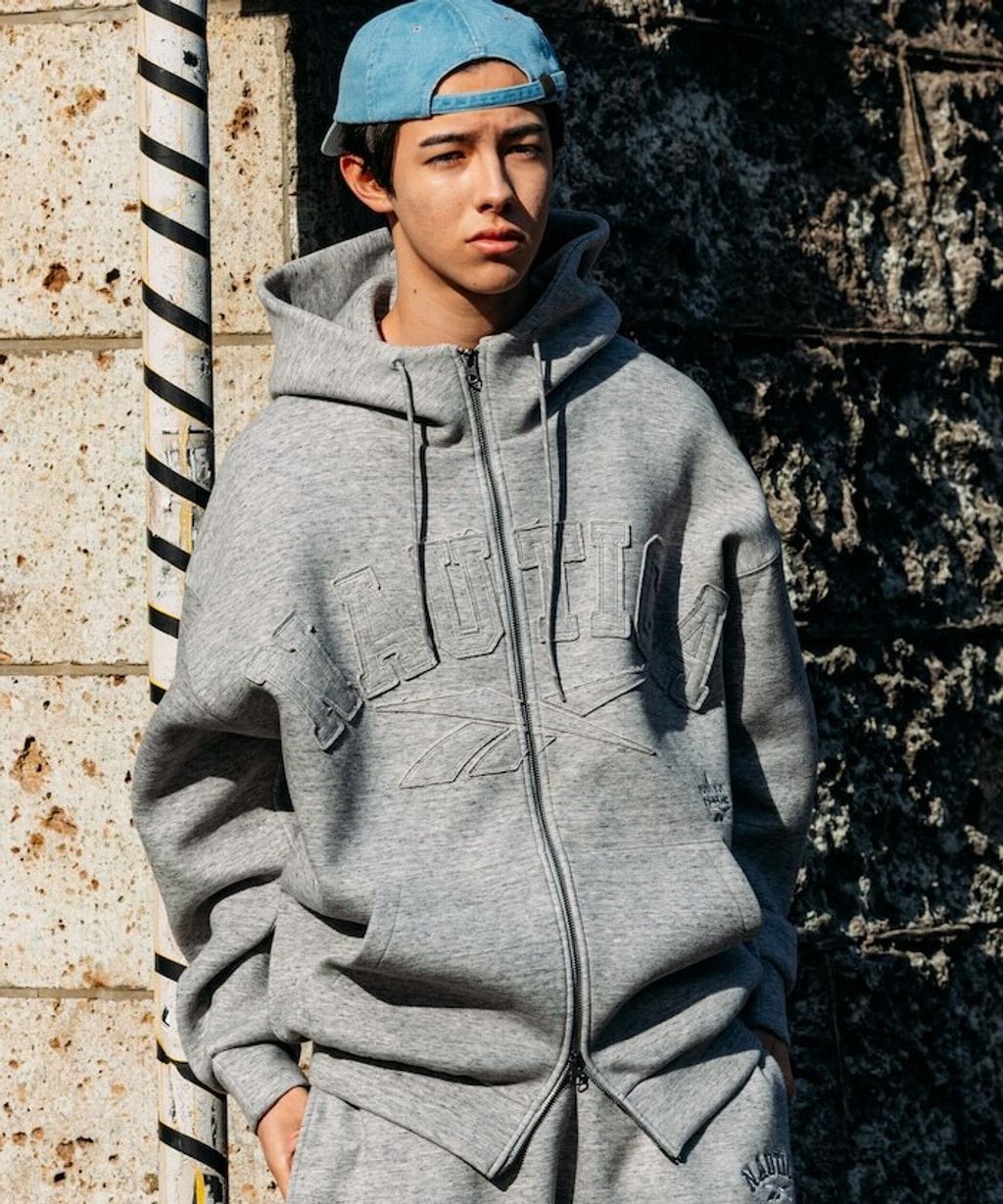 Reebok × NAUTICA 立體拼接Arch Logo太空棉雙拉鍊連帽外套_10