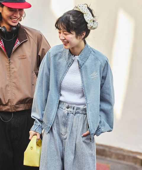 UMBRO × FREAKS STORE 刺繡Logo立領水染丹寧外套(女款)_13