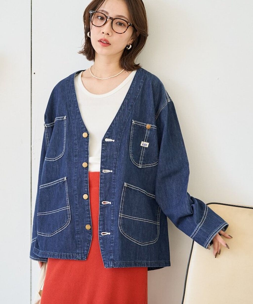 LEE × FREAKS STORE 復古丹寧縫線Oversize無領工裝外套_6