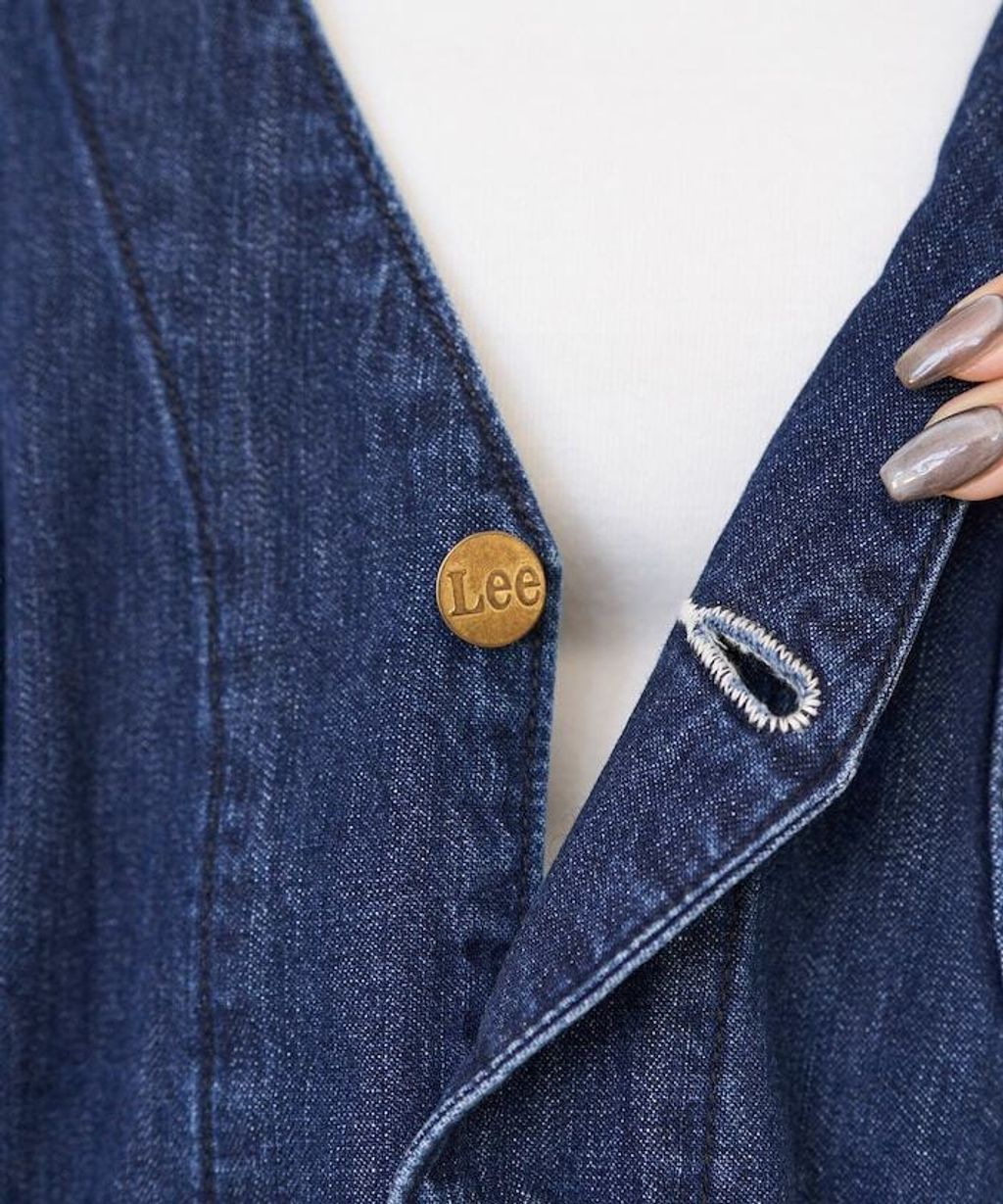 LEE × FREAKS STORE 復古丹寧縫線Oversize無領工裝外套_39