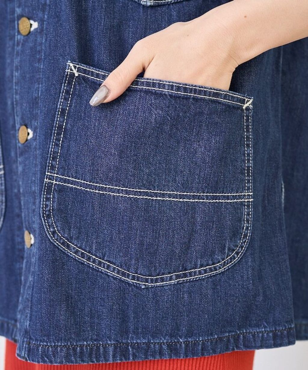 LEE × FREAKS STORE 復古丹寧縫線Oversize無領工裝外套_37