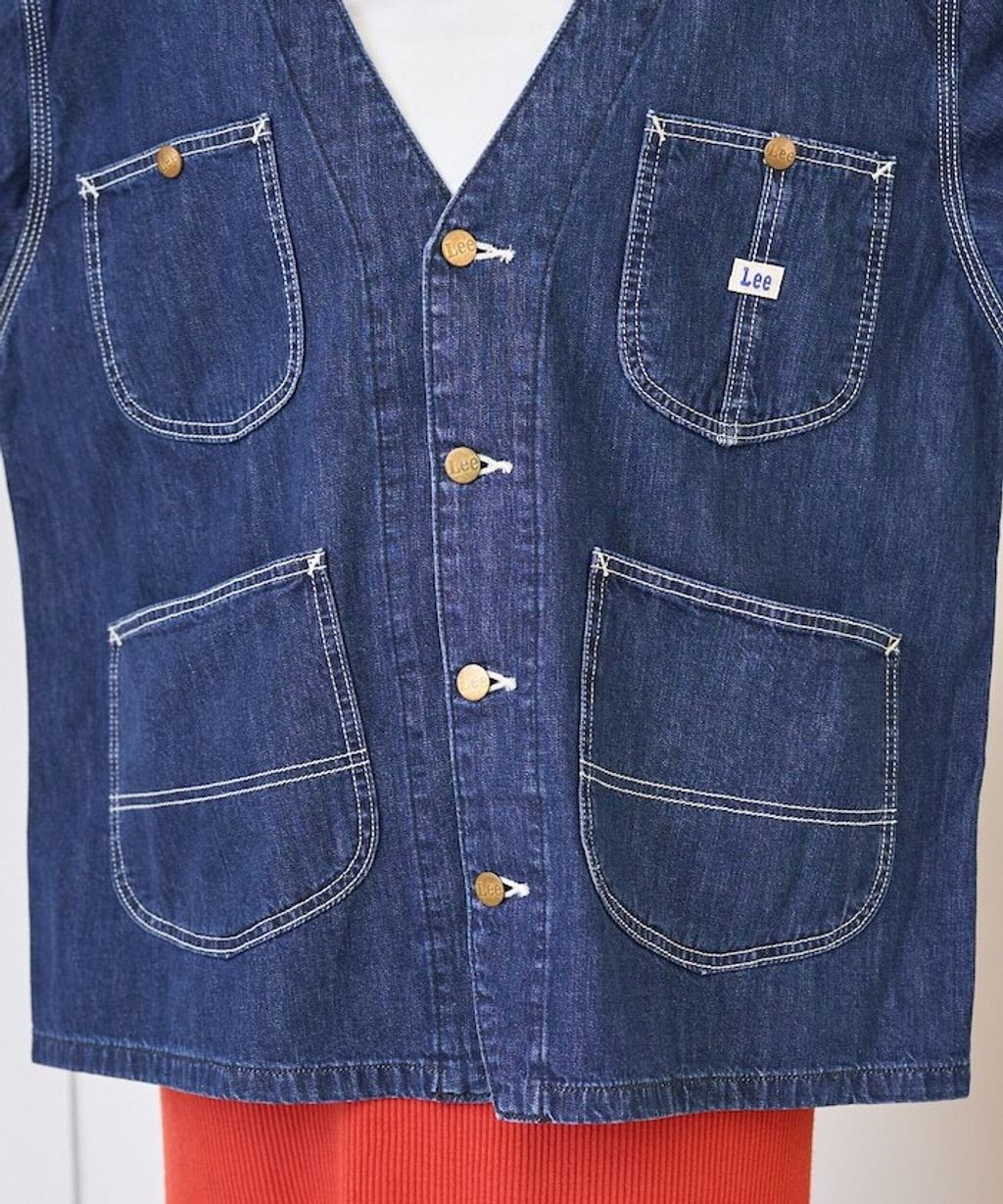 LEE × FREAKS STORE 復古丹寧縫線Oversize無領工裝外套_35