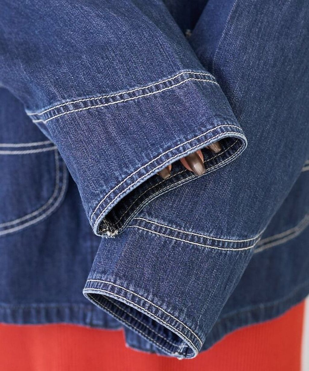 LEE × FREAKS STORE 復古丹寧縫線Oversize無領工裝外套_36