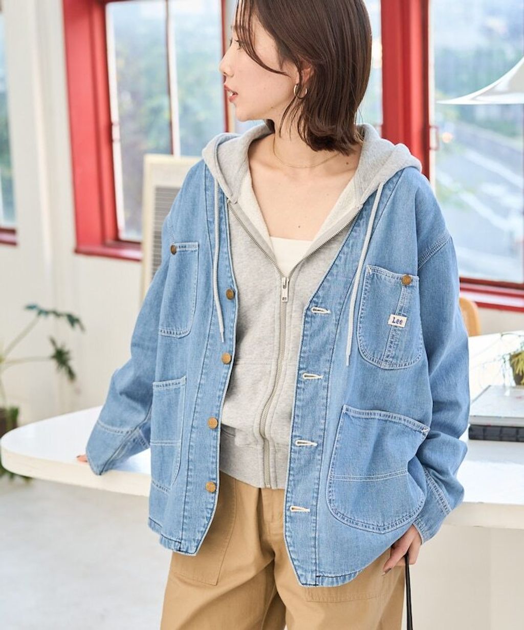 LEE × FREAKS STORE 復古丹寧縫線Oversize無領工裝外套_25