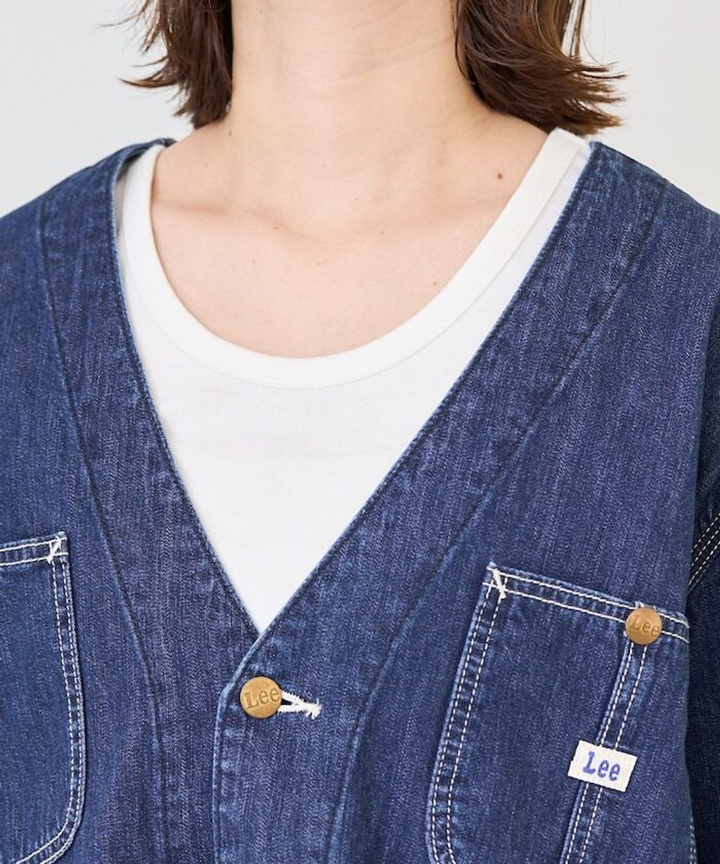 LEE × FREAKS STORE 復古丹寧縫線Oversize無領工裝外套_32