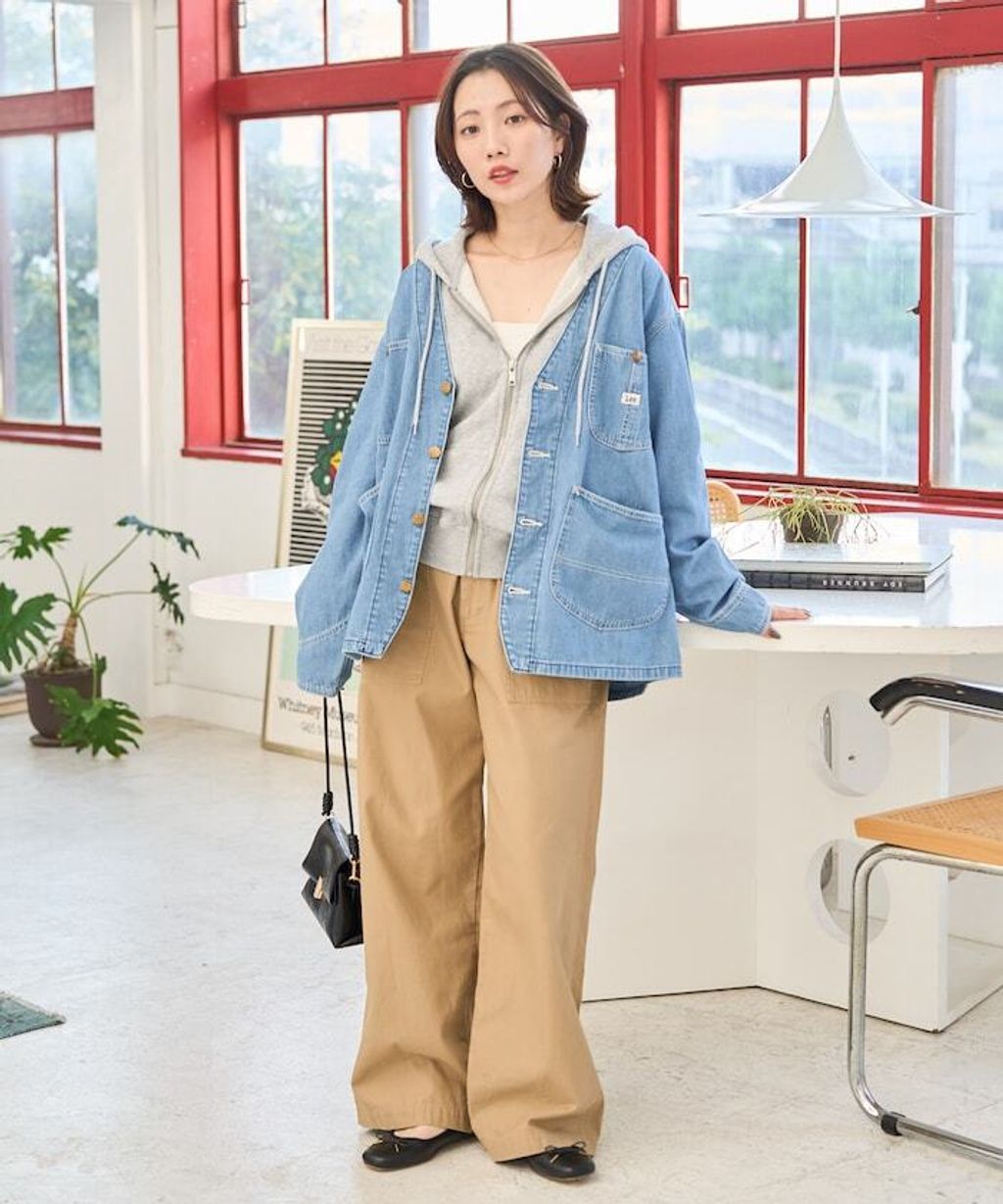 LEE × FREAKS STORE 復古丹寧縫線Oversize無領工裝外套_23