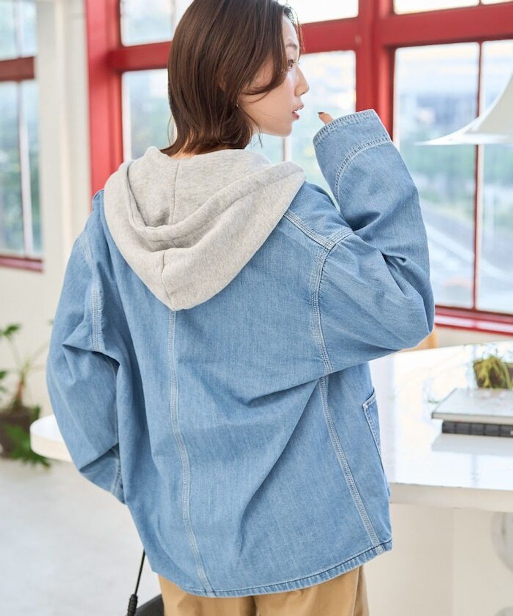 LEE × FREAKS STORE 復古丹寧縫線Oversize無領工裝外套_22