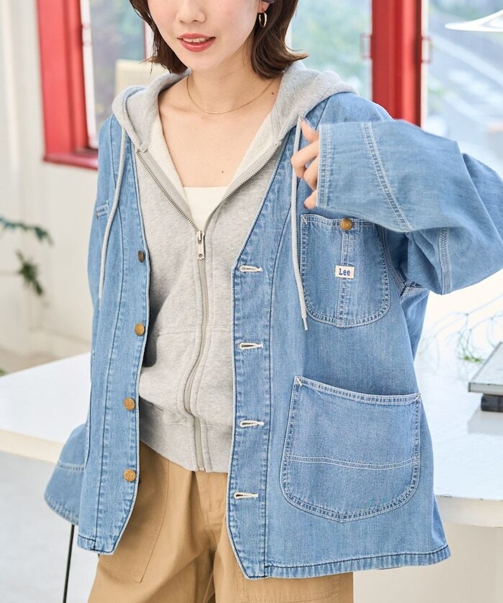 LEE × FREAKS STORE 復古丹寧縫線Oversize無領工裝外套_24