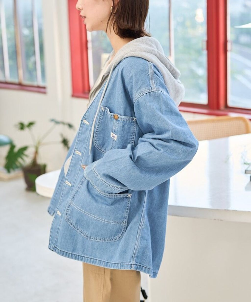 LEE × FREAKS STORE 復古丹寧縫線Oversize無領工裝外套_21