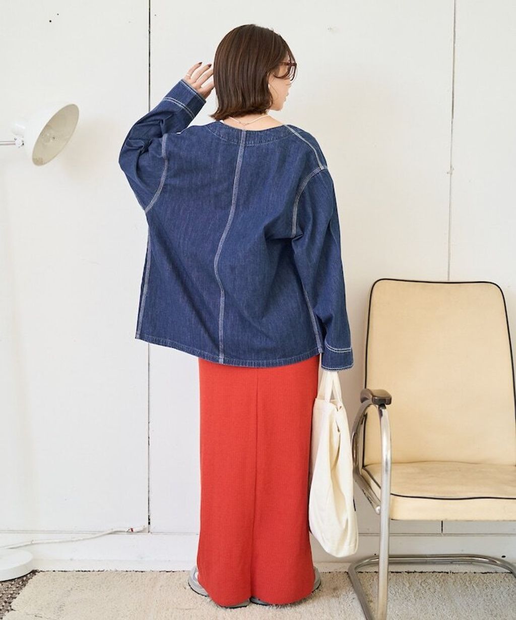 LEE × FREAKS STORE 復古丹寧縫線Oversize無領工裝外套_8