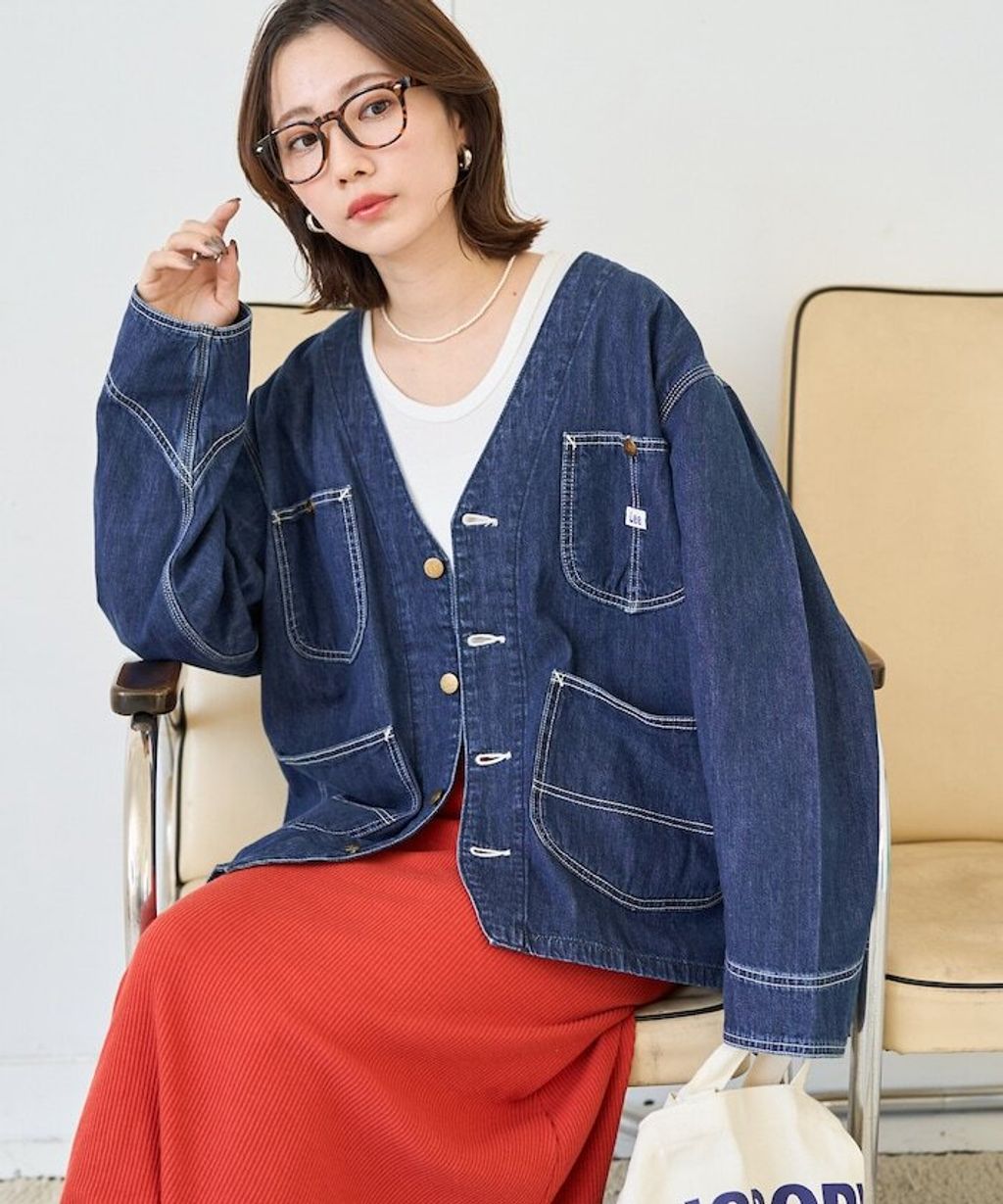 LEE × FREAKS STORE 復古丹寧縫線Oversize無領工裝外套_9