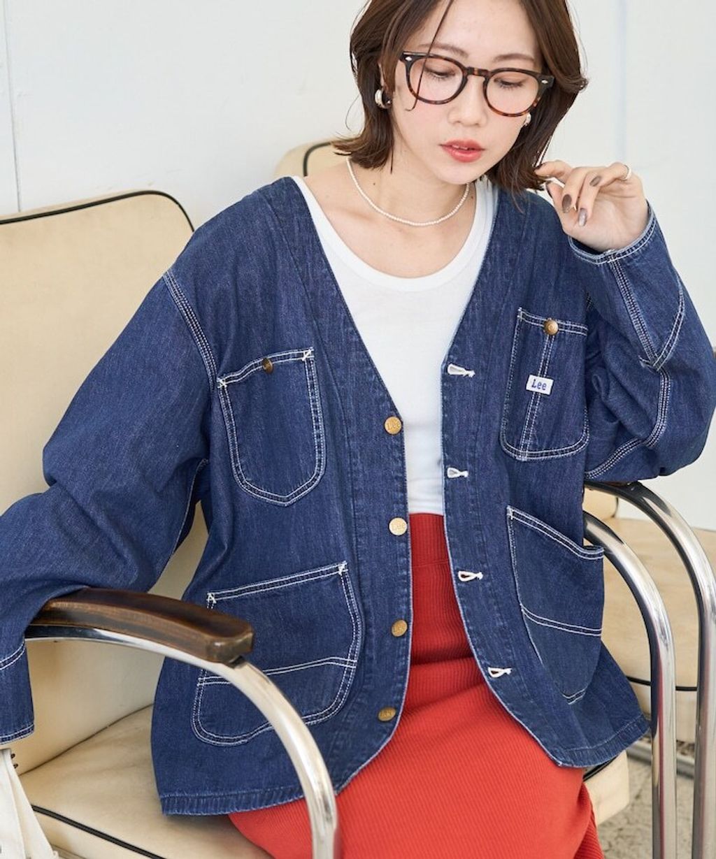 LEE × FREAKS STORE 復古丹寧縫線Oversize無領工裝外套_10