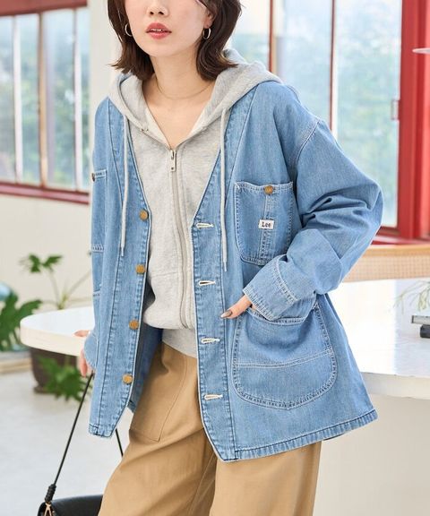 LEE × FREAKS STORE 復古丹寧縫線Oversize無領工裝外套_27