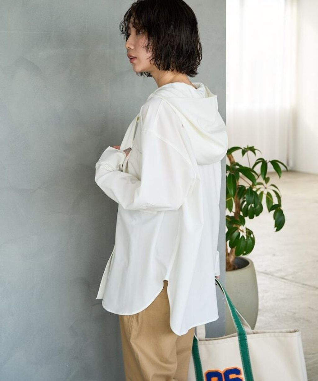 FREAKS STORE 設計感領結連帽長版襯衫_7