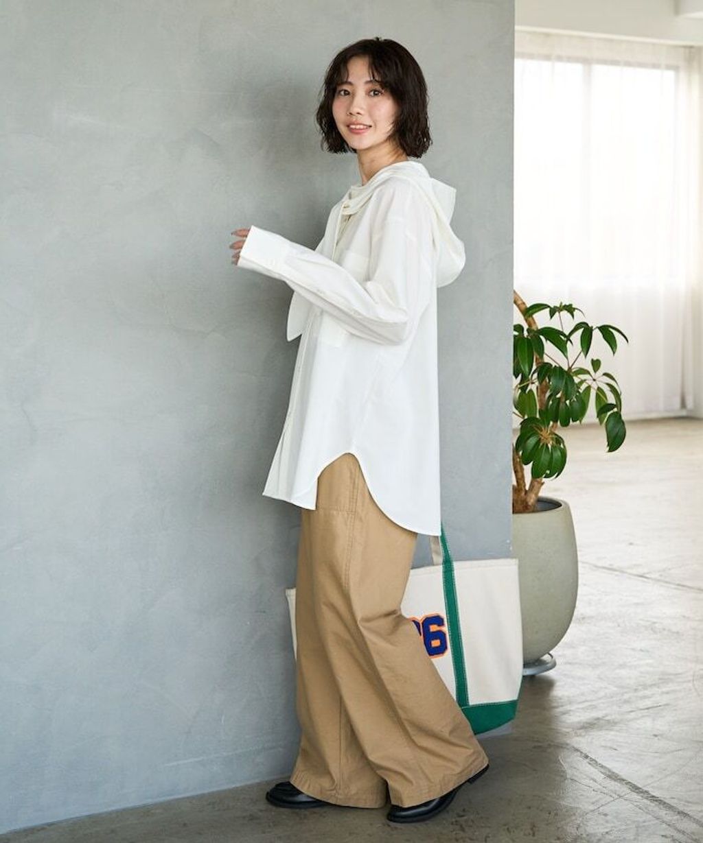 FREAKS STORE 設計感領結連帽長版襯衫_5