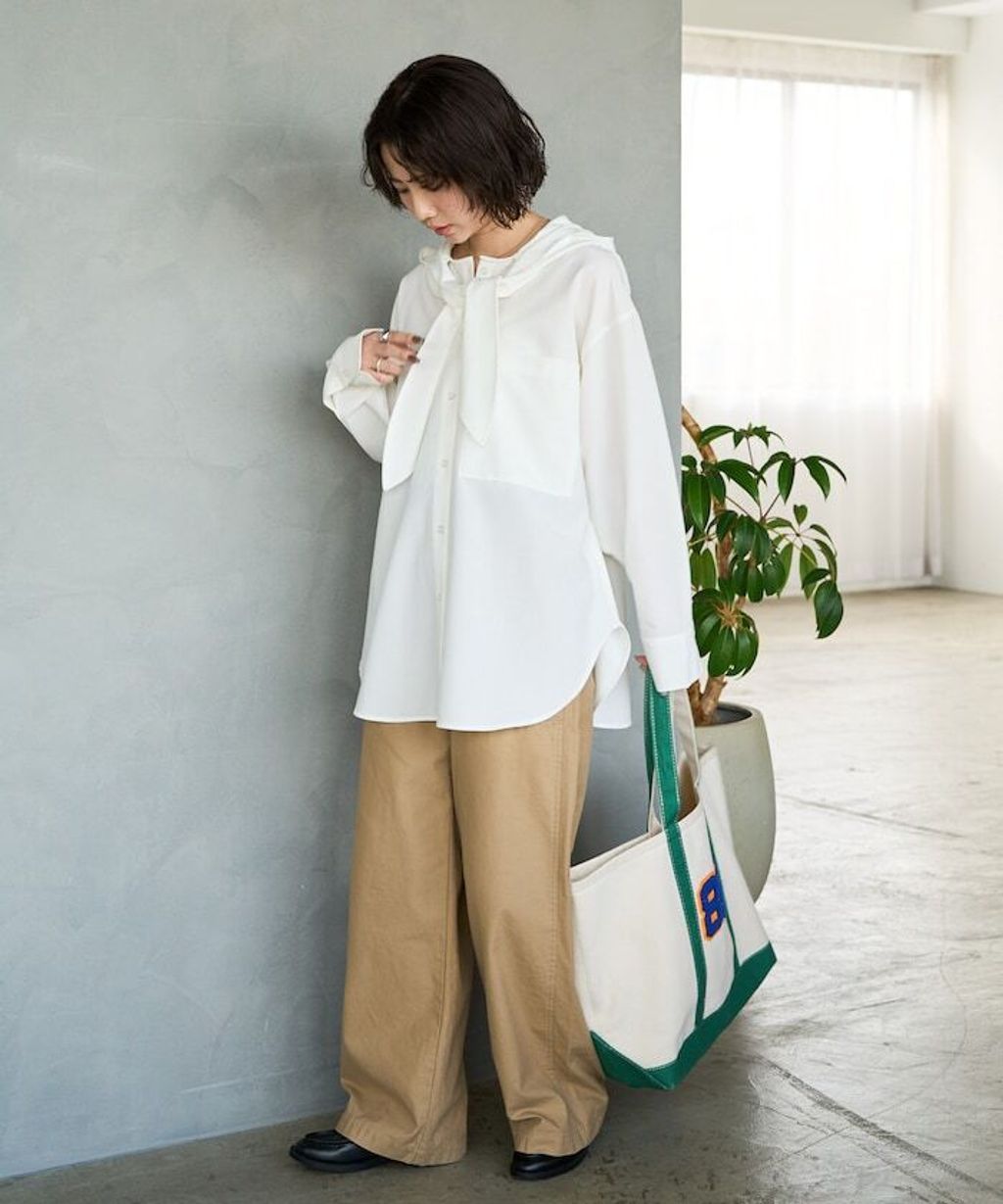 FREAKS STORE 設計感領結連帽長版襯衫_4
