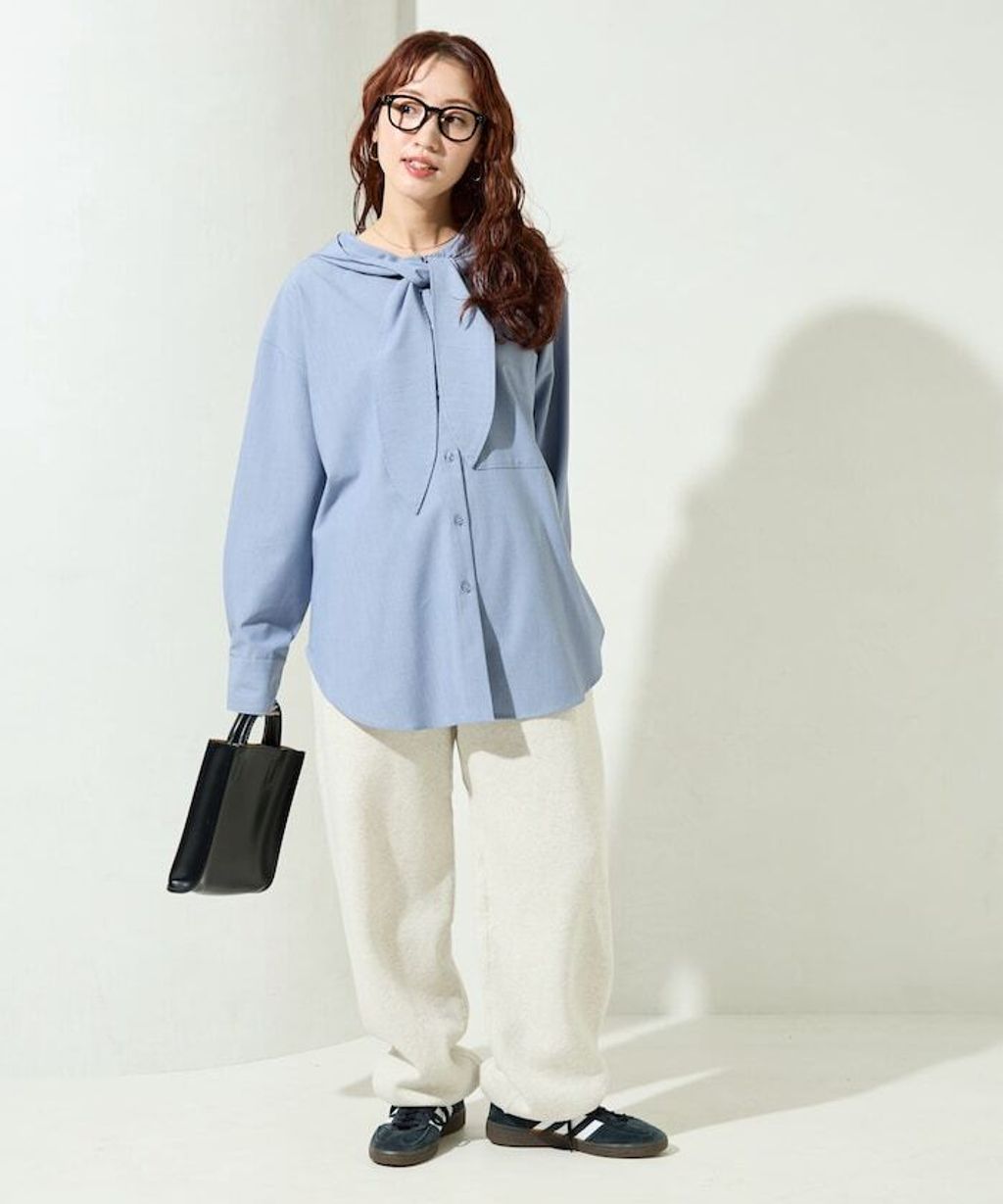 FREAKS STORE 設計感領結連帽長版襯衫_25