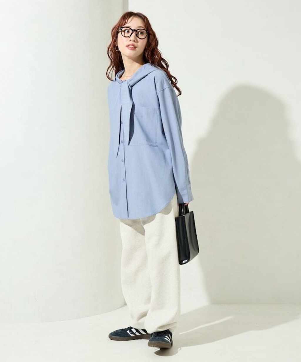 FREAKS STORE 設計感領結連帽長版襯衫_23