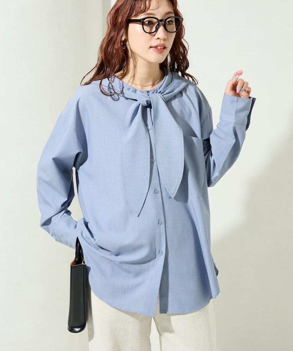 FREAKS STORE 設計感領結連帽長版襯衫_27