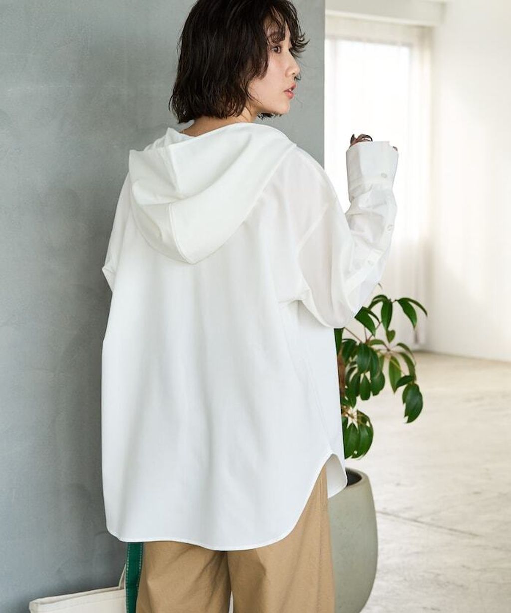 FREAKS STORE 設計感領結連帽長版襯衫_8