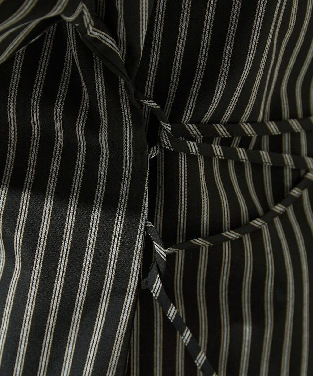 FREAKS STORE 日系感微寬鬆後綁帶編織條紋襯衫_50