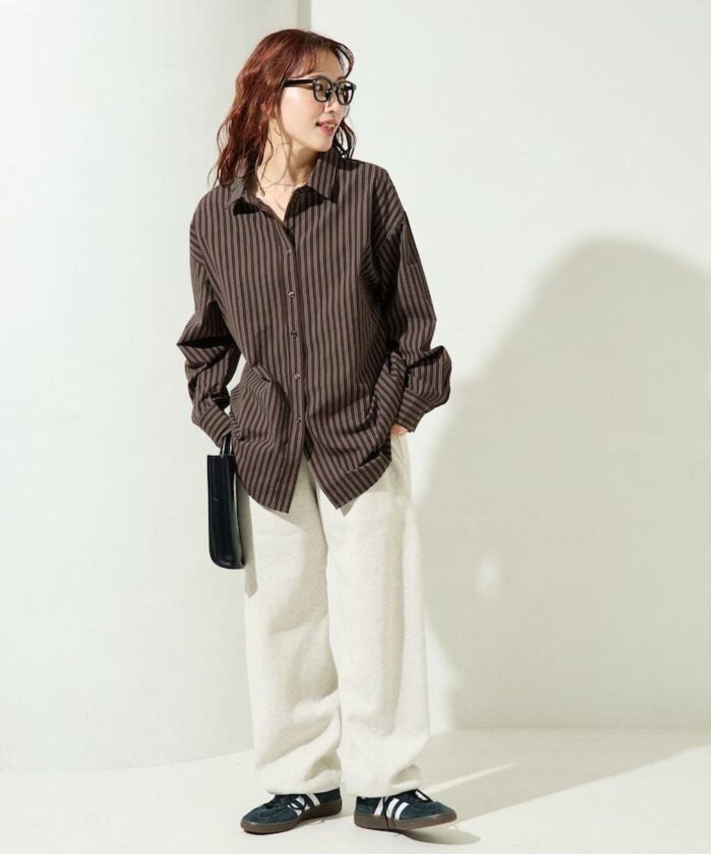 FREAKS STORE 日系感微寬鬆後綁帶編織條紋襯衫_16