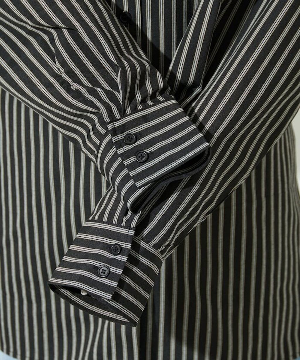 FREAKS STORE 日系感微寬鬆後綁帶編織條紋襯衫_43