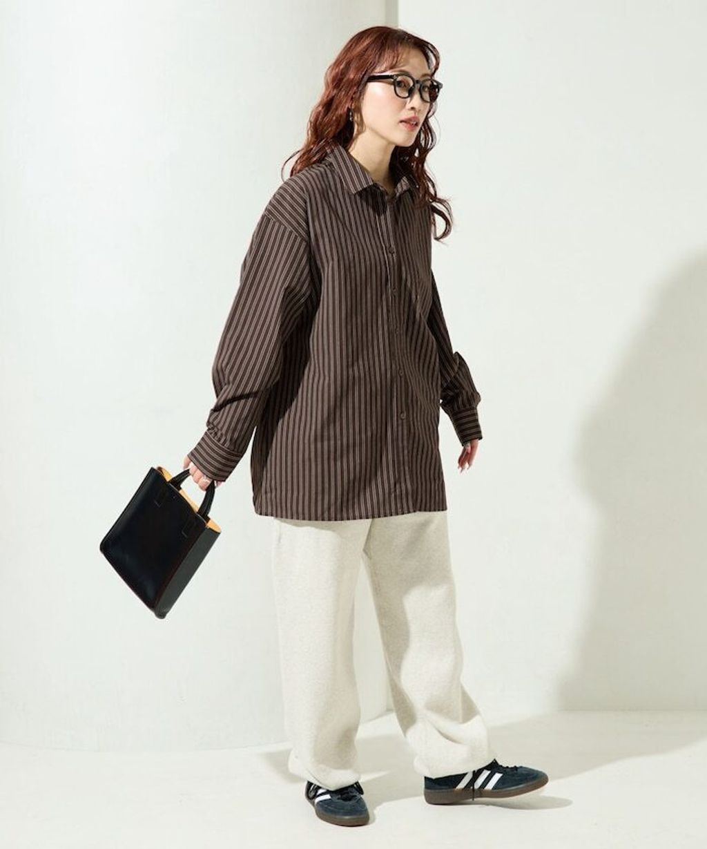 FREAKS STORE 日系感微寬鬆後綁帶編織條紋襯衫_17