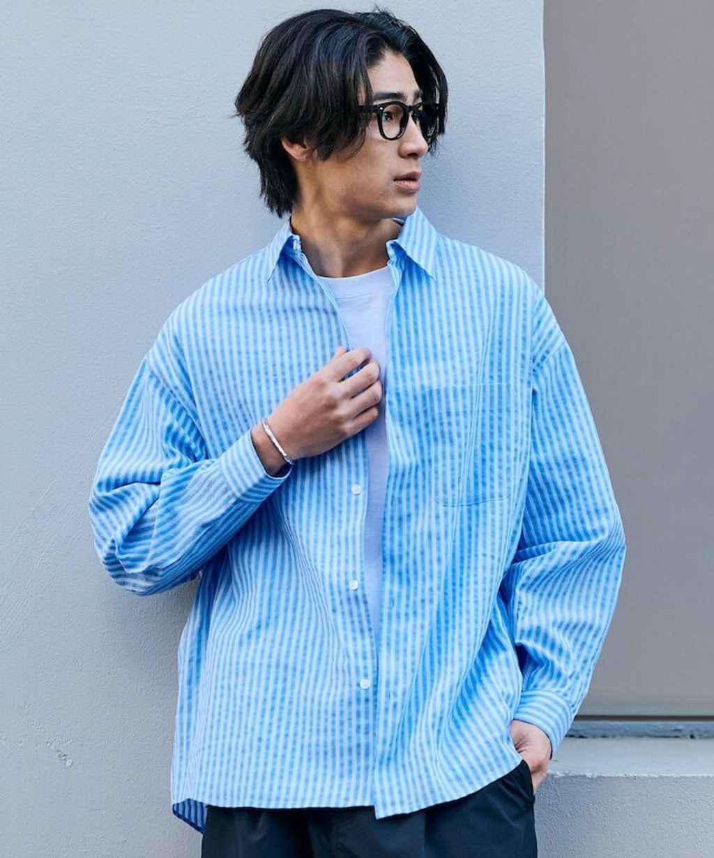 FREAKS STORE 寬鬆版型標領泡泡紗襯衫_4