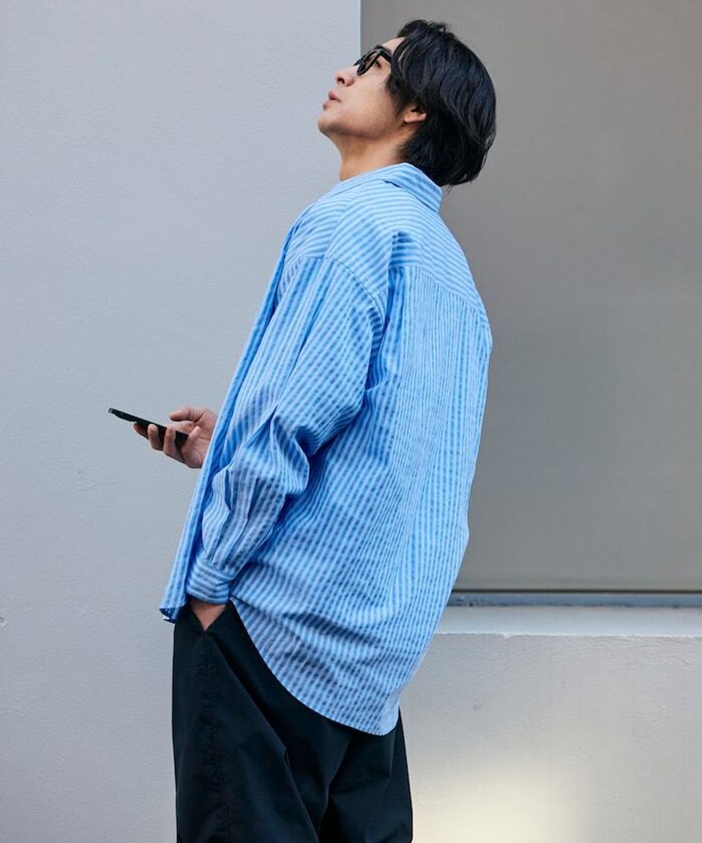 FREAKS STORE 寬鬆版型標領泡泡紗襯衫_30