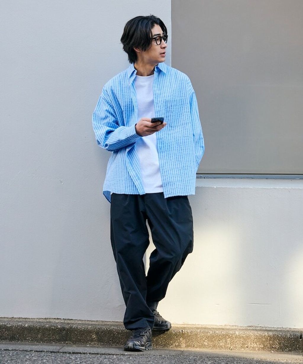 FREAKS STORE 寬鬆版型標領泡泡紗襯衫_28