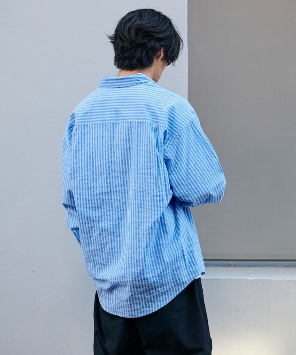 FREAKS STORE 寬鬆版型標領泡泡紗襯衫_29