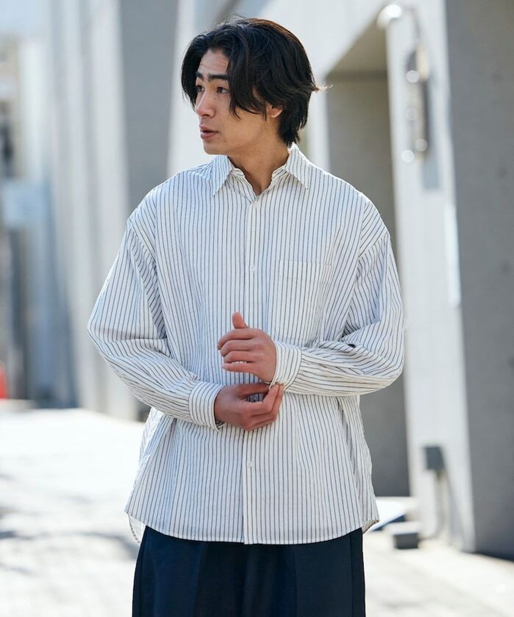 FREAKS STORE 寬鬆版型標領泡泡紗襯衫_37