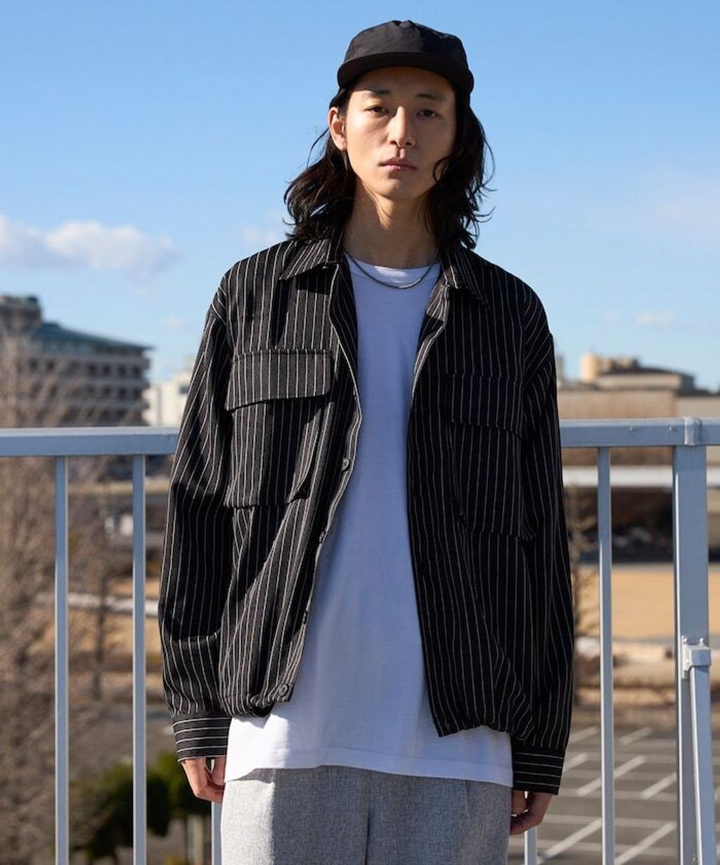 Firsthand 下擺抽繩條紋襯衫外套_6