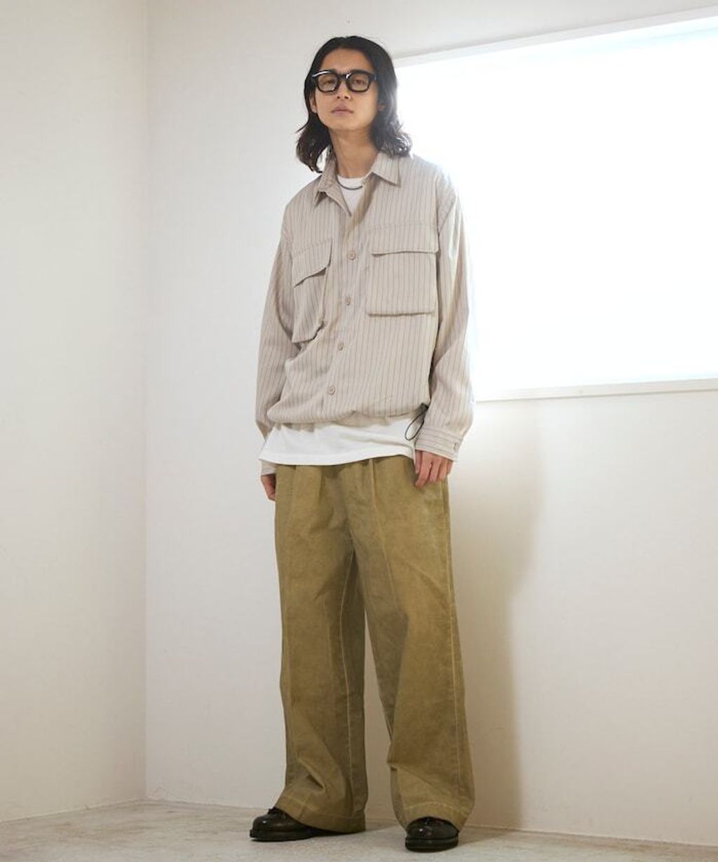 Firsthand 下擺抽繩條紋襯衫外套_36