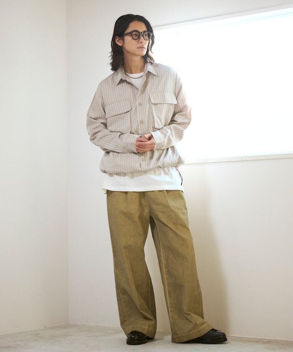 Firsthand 下擺抽繩條紋襯衫外套_35