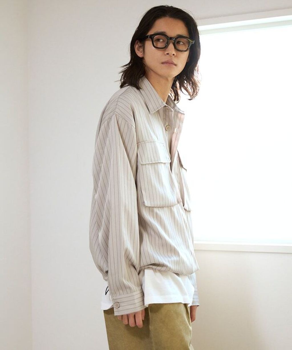 Firsthand 下擺抽繩條紋襯衫外套_30