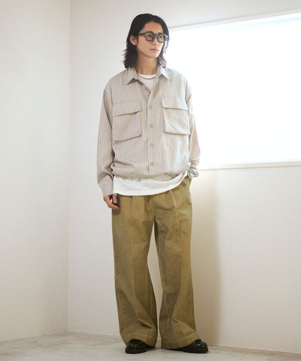 Firsthand 下擺抽繩條紋襯衫外套_34