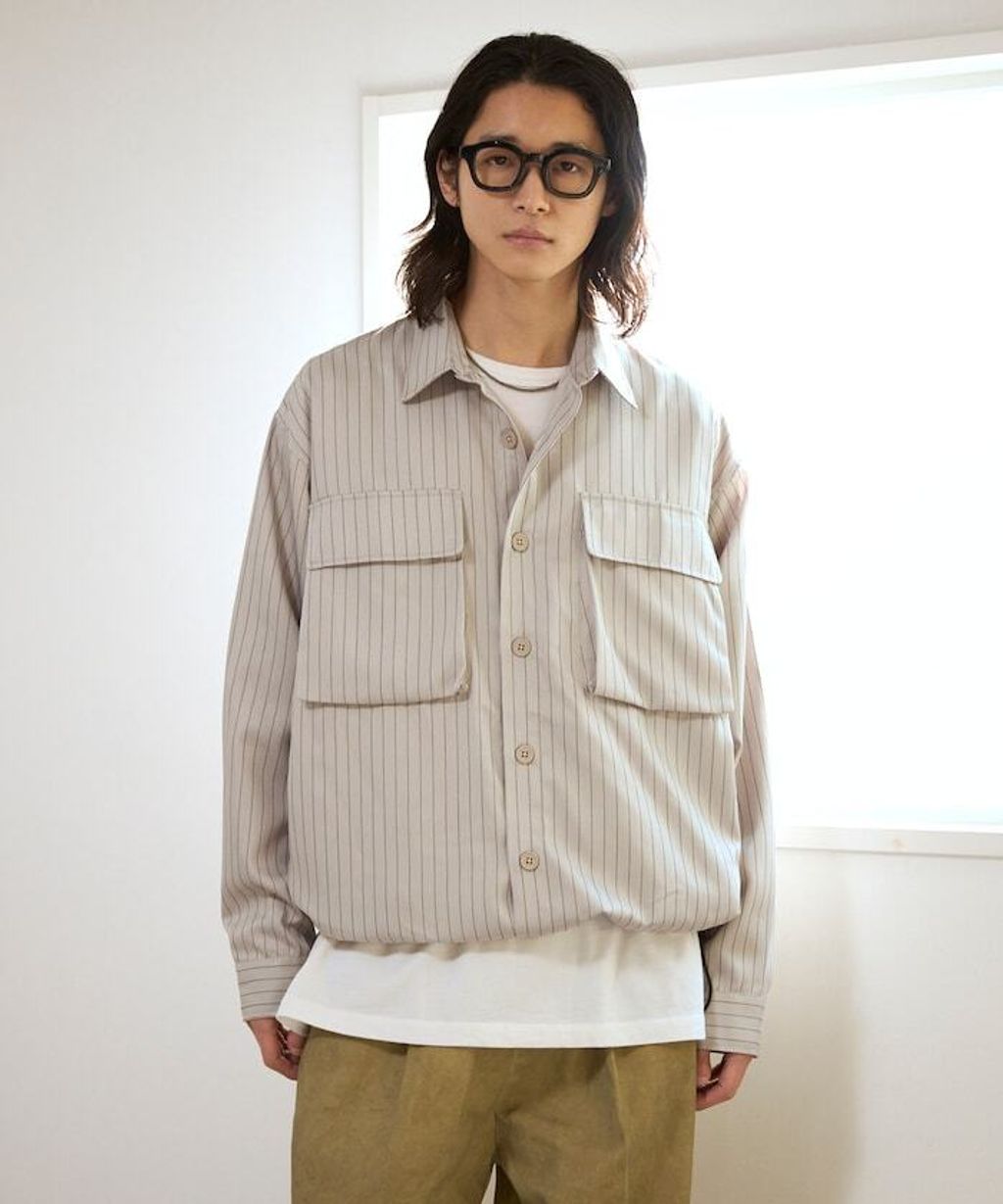 Firsthand 下擺抽繩條紋襯衫外套_25