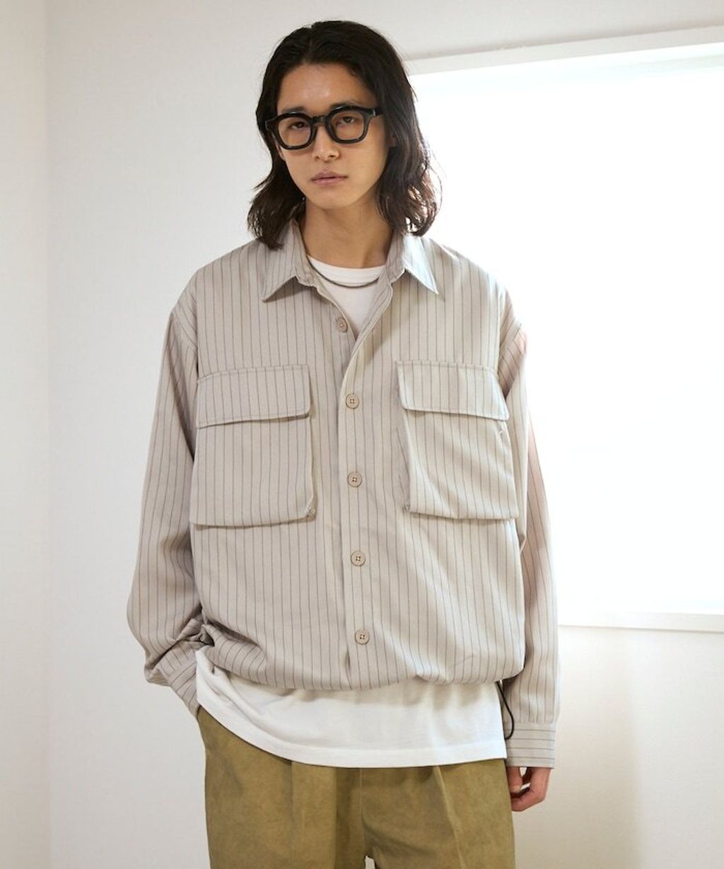 Firsthand 下擺抽繩條紋襯衫外套_26
