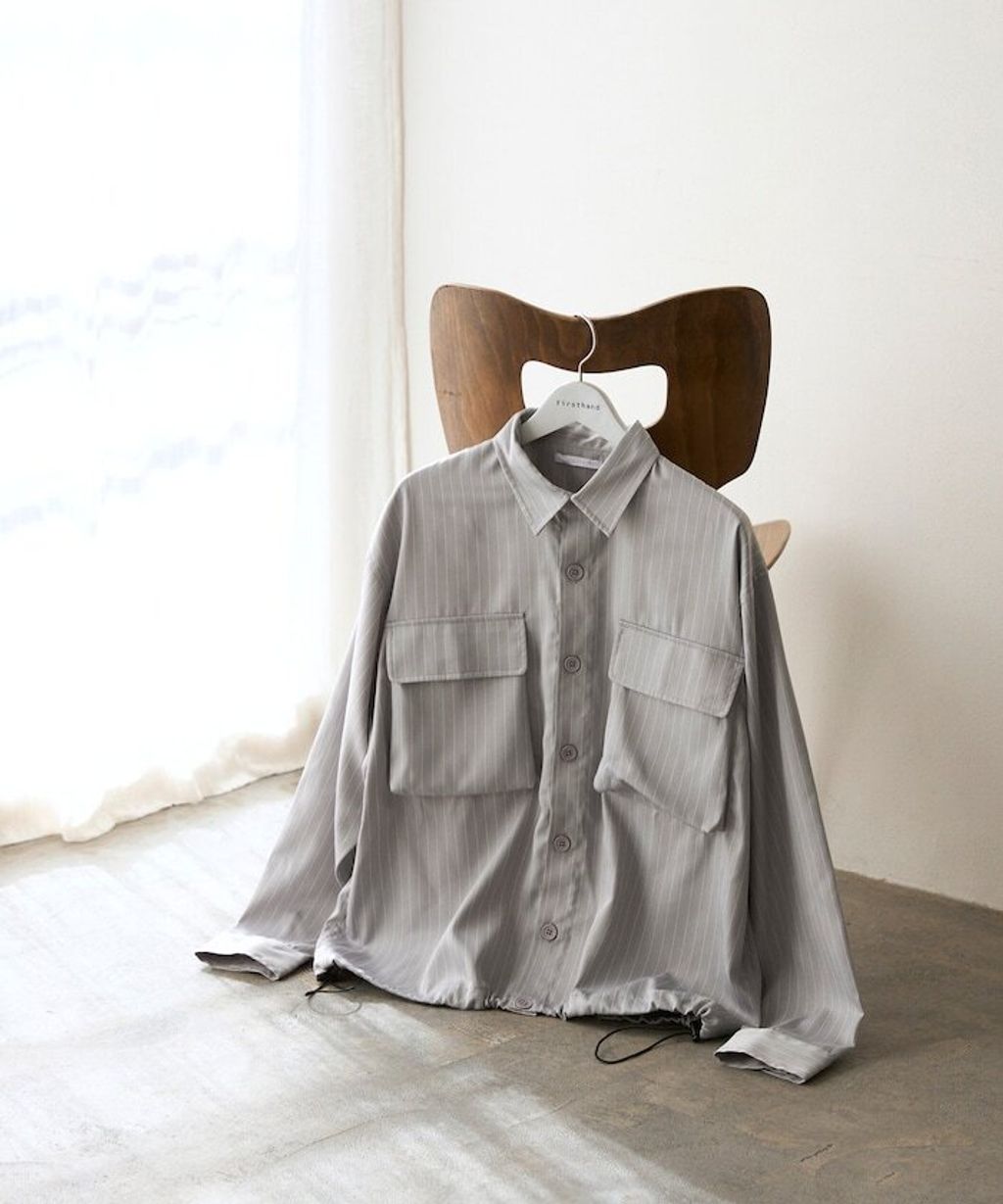 Firsthand 下擺抽繩條紋襯衫外套_38