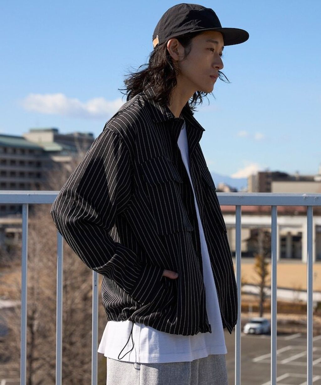 Firsthand 下擺抽繩條紋襯衫外套_15